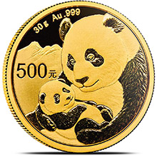 30 gram 2019 Chinese Gold Panda Coin 500 Yuan Brilliant Uncirculated
