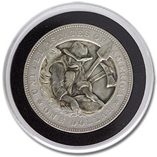 Lee Griffiths Hobo Nickel Carved On A Mint State 1878 Morgan Silver Dollar - Prospector Panning for Gold
