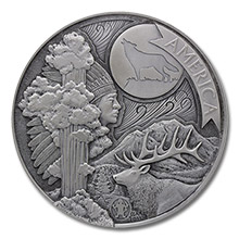 Steve Adams Hobo Nickel Carved On A 2010 5 oz Silver ATB Yellowstone Coin - Yellowstone Spirit