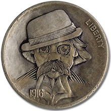 John Schipp Hobo Carved On A 1916 Buffalo Nickel - Bleaker