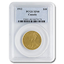 1912 Canadian Gold George V $10 Coin PCGS XF40 Coin