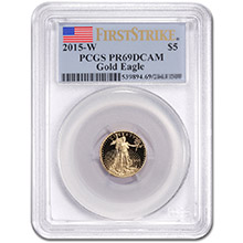 2015-W 1/10 oz Proof American Gold Eagle $5 Coin PCGS PR69 First Strike