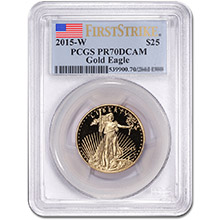 2015-W 1/2 oz Proof American Gold Eagle $25 Coin PCGS PR70 First Strike