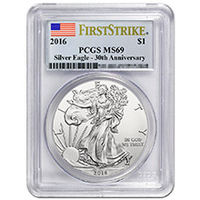 2016 American Silver Eagle Coin PCGS Graded MS69 First Strike 30th Anniversary