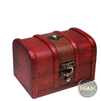 Small Wooden Treasure Chest Coin Box with Swivel Latch