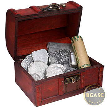 Small Wooden Pirate Coin Treasure Chest - Image