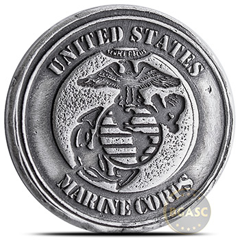 1 oz Silver U.S. Marine Corps Tribute by MK BarZ .999+ Fine 3D Art Round