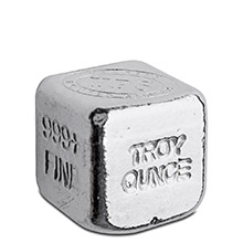1 oz Silver Cube Yeager's Poured .999+ Fine Silver Bullion