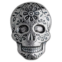 2 oz Silver Day of the Dead Sugar Skull Monarch Poured .999 Fine 3D Art Bar - Marigold