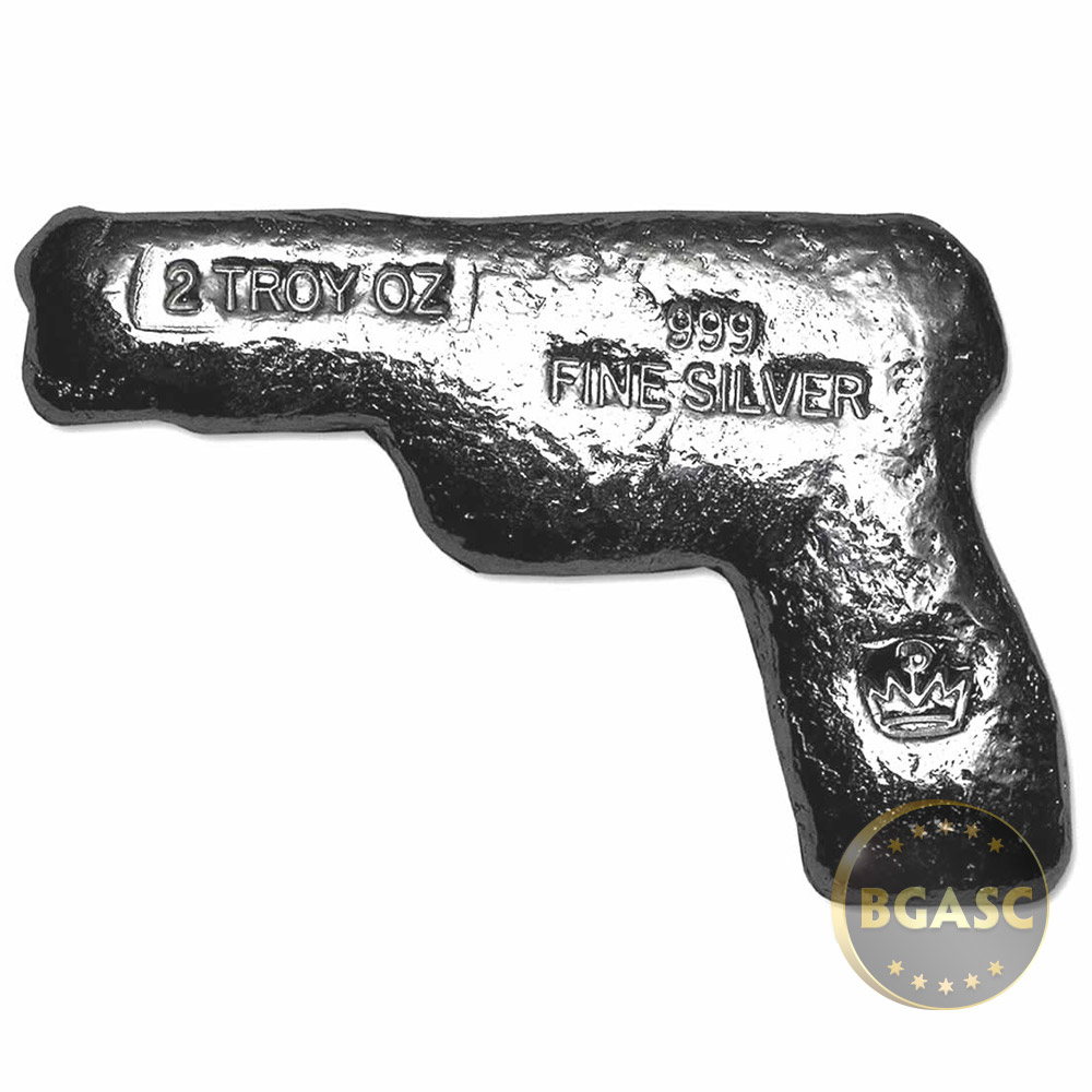 BACKORDER Monarch Mint Pistol Design Details about   2  oz .999 Fine Silver Bar