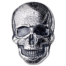 2 oz Silver Human Skull Monarch Poured .999 Fine 3D Art Bar
