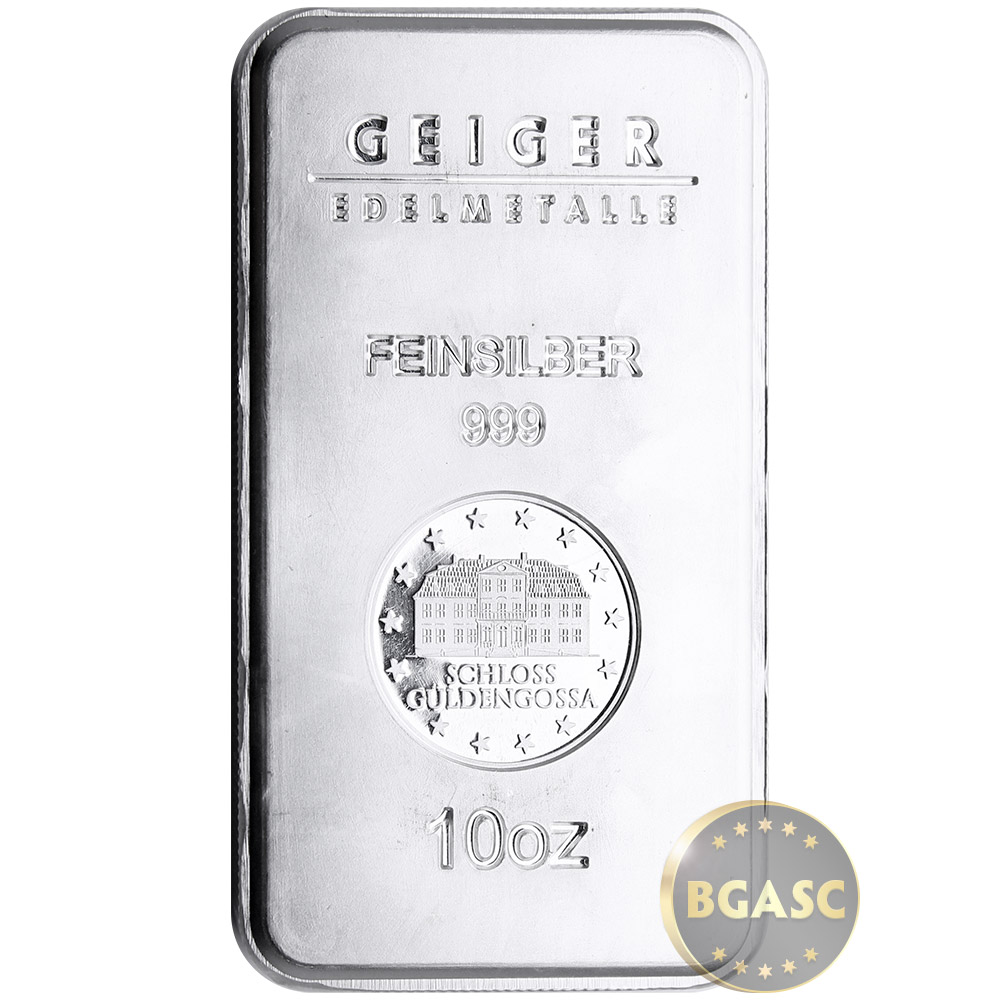 Buy 10 oz Silver Bars Geiger Security Line .999 Fine Bullion Ingot ...