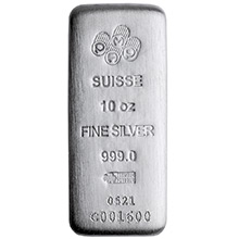10 oz Silver Bar PAMP Suisse Cast .999 Fine Bullion Ingot w/ Assay
