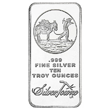 10 oz Silver Bars SilverTowne Trademark Prospector .999 Fine Bullion Ingot