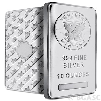 Sunshine Mint 10 oz Silver Bar Bullion Sealed .999 Fine Silver Ingot Ten Ounces - Image