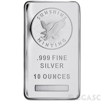 Sunshine Mint 10 oz Silver Bar Bullion Sealed .999 Fine Silver Ingot Ten Ounces - Image