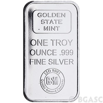 1 oz Silver Bar GSM Golden State Mint .999 Fine Bullion Ingot