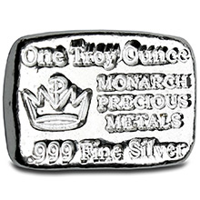1 oz Silver Bars Monarch Hand Poured .999 Fine Bullion Loaf Ingot