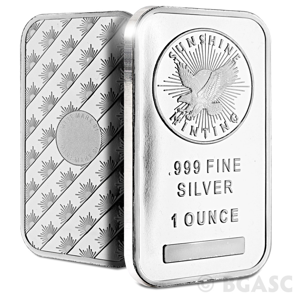1 1 Troy oz Sunshine Mint .999 Fine Silver Bar Mint Mark SI Sealed 