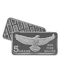 5 gram Silver Bars Monarch Eagle (0.16 troy oz) .999 Fine Fractional Bullion Ingot