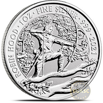 2021 1 oz Silver Great Britain Myths & Legends Bullion Coin - Robin Hood - Image