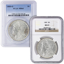 MS63 Graded Morgan Silver Dollar 1878-1904 Silver Coins NGC / PCGS