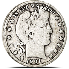 90% Silver Coin Barber Half Dollars $0.50 Face Value