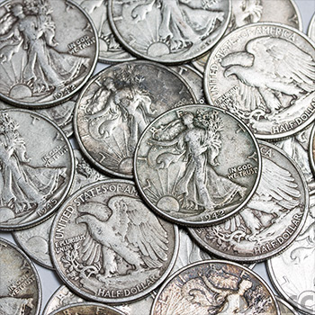 90 Percent Silver Coins $0.50 Face Value in Walking Liberty Half Dollars - Image