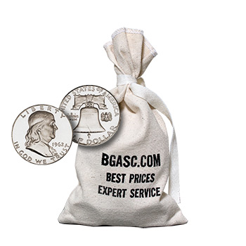 90 Percent Silver Coins $100 Face Value Bag in Franklin Half Dollars - Image