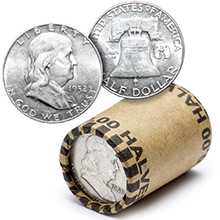 90% Silver Franklin Half Dollar Roll - 20 Coins 90 Percent Silver