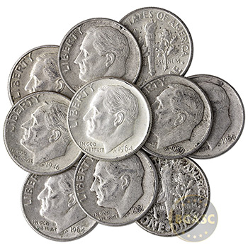 90 Percent Silver Dimes - $1 Face Value in Silver Coins - Image