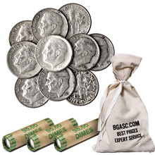 90% Silver Roosevelt Dimes - $1 Face Value U.S. Mint Coins (Rolls & Bags Available)