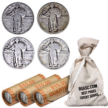 90% Silver Standing Liberty Quarters - $1 Face Value U.S. Mint Coins (Rolls & Bags Available)