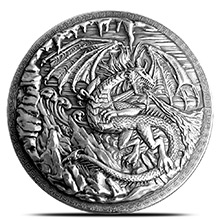 10 oz Silver Rounds Dragon vs Vikings Ultra High Relief .999 Fine Storytelling Round w/ Display Box