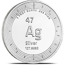 1 oz Silver Rounds Elemetal .999 Fine Silver Bullion