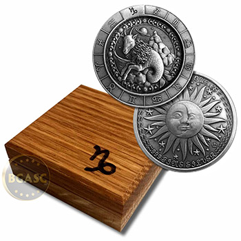 1 oz Silver CAPRICORN Zodiac Round .999 Fine in Display Box 