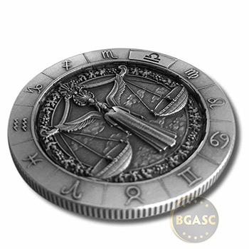 1 oz Silver LIBRA the Scales Zodiac Round .999 Fine in Display Box  - Image