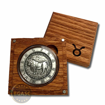 1 oz Silver TAURUS the Bull Zodiac Round .999 Fine in Display Box  - Image