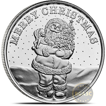 .999 FINE SILVER  1/2 oz Christmas Santa Claus  round bullion  coin 2014 