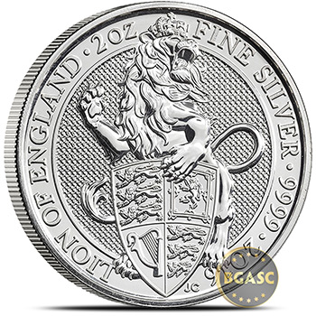 2016 2 oz Silver British Queen's Beasts Bullion Coin - The Lion of England