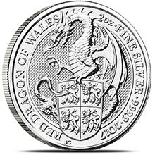 2017 2 oz Silver British Queen's Beasts Bullion Coin - The Red Dragon of Wales