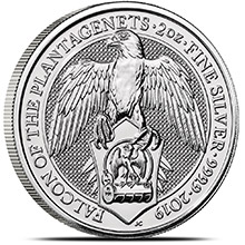 2019 2 oz Silver British Queen's Beasts Bullion Coin - The Falcon of the Plantagenets