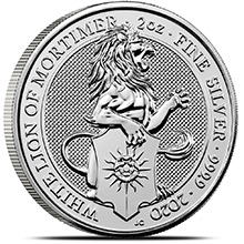 2020 2 oz Silver British Queen's Beasts Bullion Coin - The White Lion of Mortimer