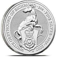 2021 2 oz Silver British Queen's Beasts Bullion Coin - The White Greyhound of Richmond