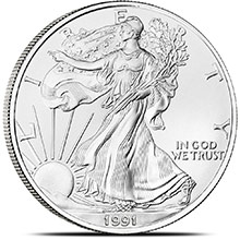 1991 1 oz American Silver Eagle Bullion Coin .999 Fine Brilliant Uncirculated