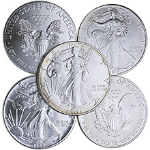 1 oz American Silver Eagle Bullion Coin .999 Fine - Heavily Circulated (Random Year)