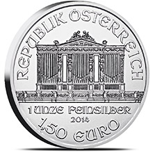 2014 1 oz Silver Austrian Vienna Philharmonic .999 Fine Silver Brilliant Uncirculated Bullion Coin