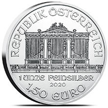 2020 1 oz Silver Austrian Vienna Philharmonic .999 Fine Silver Brilliant Uncirculated Bullion Coin