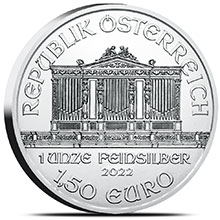 2022 1 oz Silver Austrian Vienna Philharmonic .999 Fine Silver Brilliant Uncirculated Bullion Coin