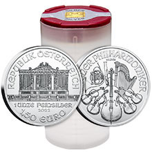 2022 1 oz Silver Austrian Vienna Philharmonics Unopened 20-Coin Roll Brilliant Uncirculated Bullion .999 Fine